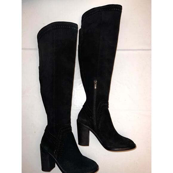 VINCE CAMUTO MADOLEE OVER THE KNEE BOOT BLACK SUEDE LEATHER SIZE 5 M - Picture 2 of 7